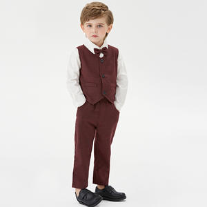 Enfant en bas âge garçons à manches longues t-shirt hauts gilet manteau pantalon petits enfants Gentleman tenues jurer costume en gros - Product Image 3