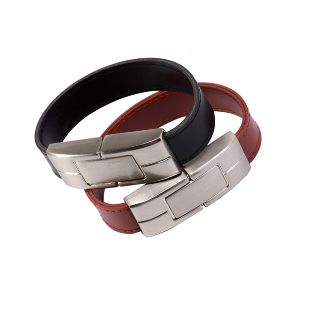 USB 3.0/2.0 Flash Drive 2GB 4GB 8GB Leather Bracelet Engraved Logo Customized Memory Stick for Business Gift Pen Drive