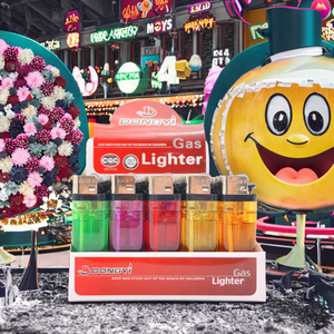 Briquet LED noir jetable portable coupe-vent avec logo personnalisé, à gaz butane, en plastique, accessoire pour fumeurs, cigarettes et camping - Product Image 3