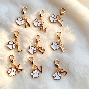 Trendy Enamel Paw Print Initial Letter <b>Keychain</b> Swivel Lobster Clasp <b>Custom</b> Alphabet Bag Charm Accessories For Girls - Product Image 2