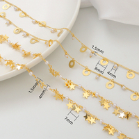 Chaînes de perles en laiton plaqué or 18 carats pentagramme chaîne ronde lâche collier à faire soi-même chaîne faite à la main pour la fabrication de bijoux