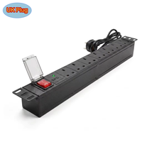 PDU Estándar Británico (UK) de 8 Salidas 13A 15A con Protección Contra Sobrecarga, Montaje en Rack 1U de 19 Pulgadas, Gabinete de Distribución de Energía de Aluminio para Servidor