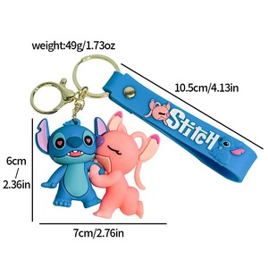 Kawaii 3D Pvc Anime porte-clés jouets mignon caoutchouc créatif dessin animé Lilo et point porte-clés voiture sac à dos pendentif porte-clés porte-clés - Product Image 2