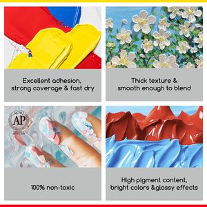 MEEDEN Colori Acrilici Professionali per Artisti, 24 Colori, Corpo Pesante con Finitura Lucida, Atossici, da Studio per Pittura su Tela, Muro e Legno - Product Image 4