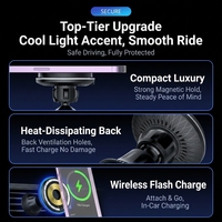 Support de chargeur de voiture sans fil magnétique rapide 15W avec lumière RGB 360° °   Support de téléphone rotatif pour grille d'aération pour iPhone 17 16 15 14 – Vente en gros