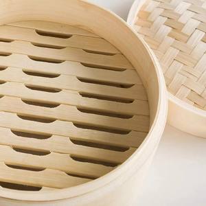 <span class=keywords><strong>Vaporera</strong></span> de Bambú Sostenible de 2 Niveles con Tapa Apta para Horno para Dim Sum Casero - Product Image 1