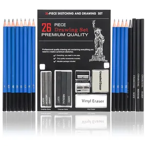 热卖低价专业素描和绘画铅笔26支聚氯乙烯盒包装素描铅笔套装