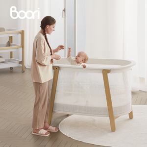 עריסת תינוק ניידת קלת משקל מתקפלת בקלות 2 ב-1 רב תכליתית, בורי נסט, מיטת אחסון לתינוקות רכים - Product Image 1