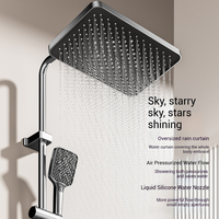 Ensemble de douche en aluminium massif avec affichage numérique, touches de piano et éclairage d'ambiance LED, pour salle de bain avec pommeau de douche effet pluie