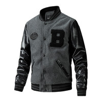 Blouson universitaire pour homme, style baseball, avec manches en cuir et corps en laine, style Letterman, pour l'hiver, streetwear, manteau de mode