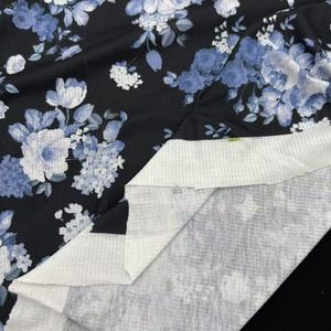 Bloemenprint breistof 240GSM katoen-achtig 2*2 geribbelde gebreide stof dubbel geborsteld rekbaar gebreide stof voor kleding - Product Image 5