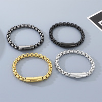 Nouveau Bracelet Chaîne en Acier Inoxydable pour Homme, Style Boîte à Bijoux, Pulseras Para Hombre