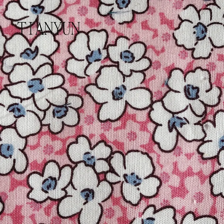Nuevo diseño, Popular respetuoso del medio ambiente Rosa Floral de tela de algodón popelín falda blusa