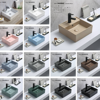 Nouveau Matt Couleur Rectangulaire Ne Se Fane Jamais Table Top Art Lavabo Lavabo Lavabo En Céramique Comptoir Navire Salle De Bains Lavabo