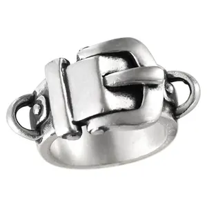 Custom fashion fine jewelry real 925 990 sterling silver retro matte belt buckle head shape ring wide