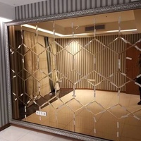 Miroir mural décoratif en verre mosaïque biseauté en forme de diamant, vente en gros d'usine à prix abordable