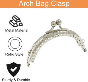 Piutouyar Pcs Metal <b>Purse</b> Frame Vintage Bag Kiss Clasp Lock Retro Style Arch Frame Coin <b>Purse</b> Hardware With Lotus Beads Embossed - Product Image 4