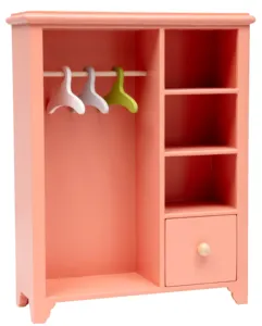 Hot Sell doll furniture Dirty Pink pretend role play set toy wooden doll Wardrobe toy 1:12 size
