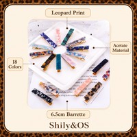 Shily&OS – Nouvelle pince à cheveux rectangulaire longue en acétate haut de gamme, motif marbre et léopard, barrette latérale rétro pour femme, accessoire de coiffure minimaliste