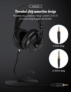 <span class=keywords><strong>Casque</strong></span> <span class=keywords><strong>de</strong></span> monitoring professionnel D68 avec connexion filaire 3,5 mm pour <span class=keywords><strong>DJ</strong></span>, studio et streaming - Product Image 6