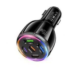 ที่ชาร์จในรถยนต์คุณภาพสูง 75W ชาร์จเร็วพิเศษ 2USB+3Type C ที่ชาร์จในรถยนต์แบบหลายพอร์ตสำหรับโทรศัพท์มือถือ - Product Image 2