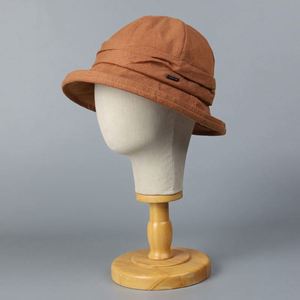 Sombrero de Pescador de Lino de Alta Calidad para Mujer, Estilo Japonés, Plegable, Tipo Bucket - Product Image 3