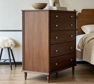 Traditional Solid Wood 5-Drawer <b>Chest</b> Cabinet Antique Finish Bedroom <b>Storage</b> Furniture - Product Image 4