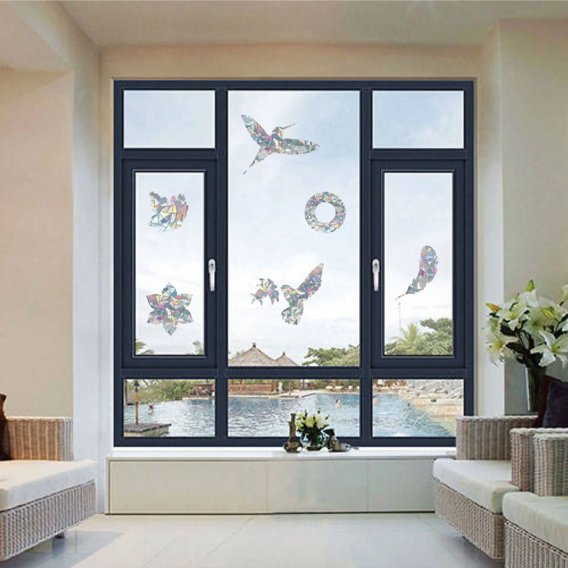 Hummingbird statik pencere Clings Anti çarpışma pencere çıkartmaları için kuş grev cam uyarısı Sticker durdurma kuşlar pencereye uçan