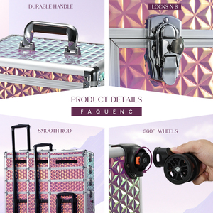 Extra Large <b>Makeup</b> Rolling <b>Case</b> Travel 5 in 1 Cosmetic Train <b>Case</b> Trolley Box Multi-functional <b>Makeup</b> Storage <b>Organizer</b> Cart - Product Image 5