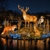 Expositions de lanternes géométriques sur le thème des animaux pour les sentiers lumineux des zoos et les parcs de faune sauvage