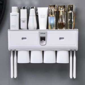 Family <span class=keywords><strong>oral</strong></span> <span class=keywords><strong>b</strong></span> baño cepillado agua lavado dientes limpiador 3 tazas dispensador automático de pasta de dientes con <span class=keywords><strong>soporte</strong></span> para cepillo de dientes - Product Image 2