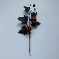 H0656 Brindilles scintillantes pour Halloween, branches de baies gothiques, feuilles d'automne, branches artificielles, brindilles sèches noires pour la décoration de la journée d'Halloween