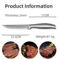 Couteau à steak durable en acier inoxydable avec manche creux confortable bords dentelés tranchants facile à couper la viande antirouille