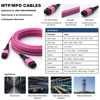 Cable de Fibra Óptica MPO de Baja Pérdida y Alta Precisión, Tipo B UPC 12F 24F para Transceptor Óptico, 5M-10M