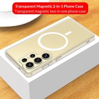 Étui de téléphone transparent magnétique en TPU+PC pour S25 Ultra 5G & S24, anti-chute et durable