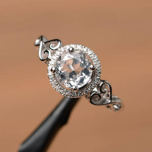 Anello F333 con Fiore in Argento Sterling 925, Cristallo Taglio Brillante Rotondo, Montatura a Griffe, Anello di Fidanzamento da Donna - Product Image 2