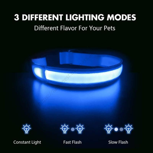 Collier pour chien en nylon réglable en gros avec lumières LED clignotantes, motif uni et décoration en ruban, fluorescent lumineux - Product Image 5