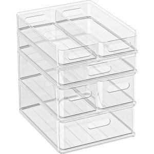 Transparent <b>Plastic</b> Stackable <b>Drawer</b> Organizer With Lid A4 Paper <b>Storage</b> Desktop Office Desk Cabinet Multi Layer Shelf - Product Image 5