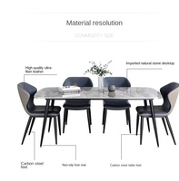 Table à manger de luxe au prix d'usine italienne, design moderne rectangulaire contemporain, plateau en marbre, pieds en fer, meubles de maison durables