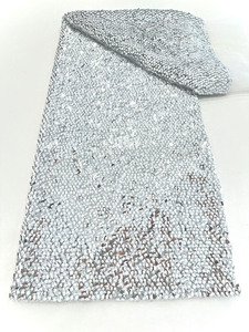 Beautiful Polyester African Beaded Lace Fabric with Heavy Scale <strong>Mesh</strong> &amp; Embroidered <strong>Sequins</strong> for Wedding Dresses - Product Image 4