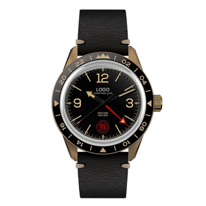 Reloj GMT de 40 mm con Segundo Huso Horario, Reloj de Bronce CuSn8 con Pátina, Cristal de Zafiro Ultraabombado con Forma de Caja y Revestimiento Antirreflejos - Product Image 5