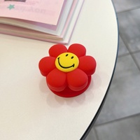 Support de téléphone universel en silicone souple avec ventouse, motif fleur mignonne, support de bureau extensible Kawaii avec anneau de maintien pour doigt