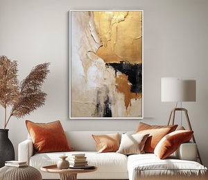 Quadro Astratto Dipinto a Mano <span class=keywords><strong>in</strong></span> Acrilico per Camere d'Albergo, Appartamenti e Resort, Disponibile <span class=keywords><strong>in</strong></span> Nero, Beige, Oro, Bianco - Product Image 2