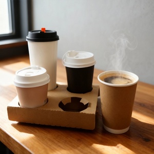 Sunshine Eco Friendly Kraft <b>Coffee</b> Cups With Lids Disposable Biodegradable Paper Cup for <b>Coffee</b> Shop <b>Takeaway</b> Drink Packaging - Product Image 2