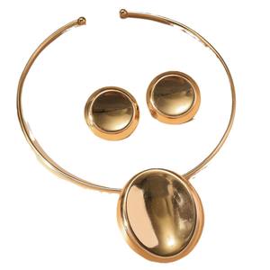 طقم أقراط وقلادة وقلادة بتصميم عصري أنيق وأطران من الولايات المتحدة الأمريكية ، مجوهرات ضيقة بسيطة ومتطورة للنساء من سبيكة - Product Image 5