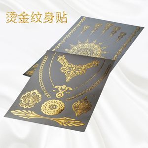 Autocollants de tatouage au henné indien, tatouages temporaires à transfert d'eau avec feuille d'or pour l'art corporel et des mains J050 J051 - Product Image 4