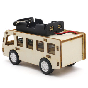 Wooden Bus <b>Model</b> <b>Kit</b> For Kids Science Education Assembly Toy With Battery Powered Motor And Manual Control - Product Image 4