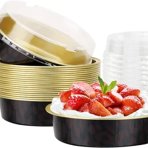 Lot de 20 Mini casseroles de 4 pouces avec couvercles, boîtes de cuisson jetables en aluminium de 8oz rondes, petit récipient noir et rouge foncé