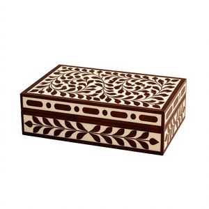 Handcrafted Bone Inlay Jewelry Storage Box Elegant Black & White Wooden Organizer <b>Case</b> for Jewelry, Accessories, <b>Vanity</b> & Luxury - Product Image 1
