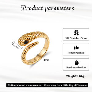 Vintage Rhodium Plated 18K Gold Plated Stainless Steel Snake <b>Ring</b> Women Waterproof Non-Tarnish Animal Statement Jewelry - Product Image 4
